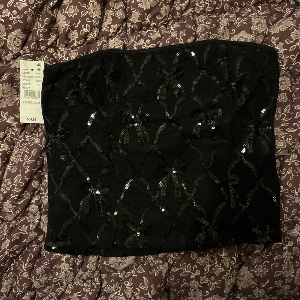 PacSun Black Sequin Crop Top